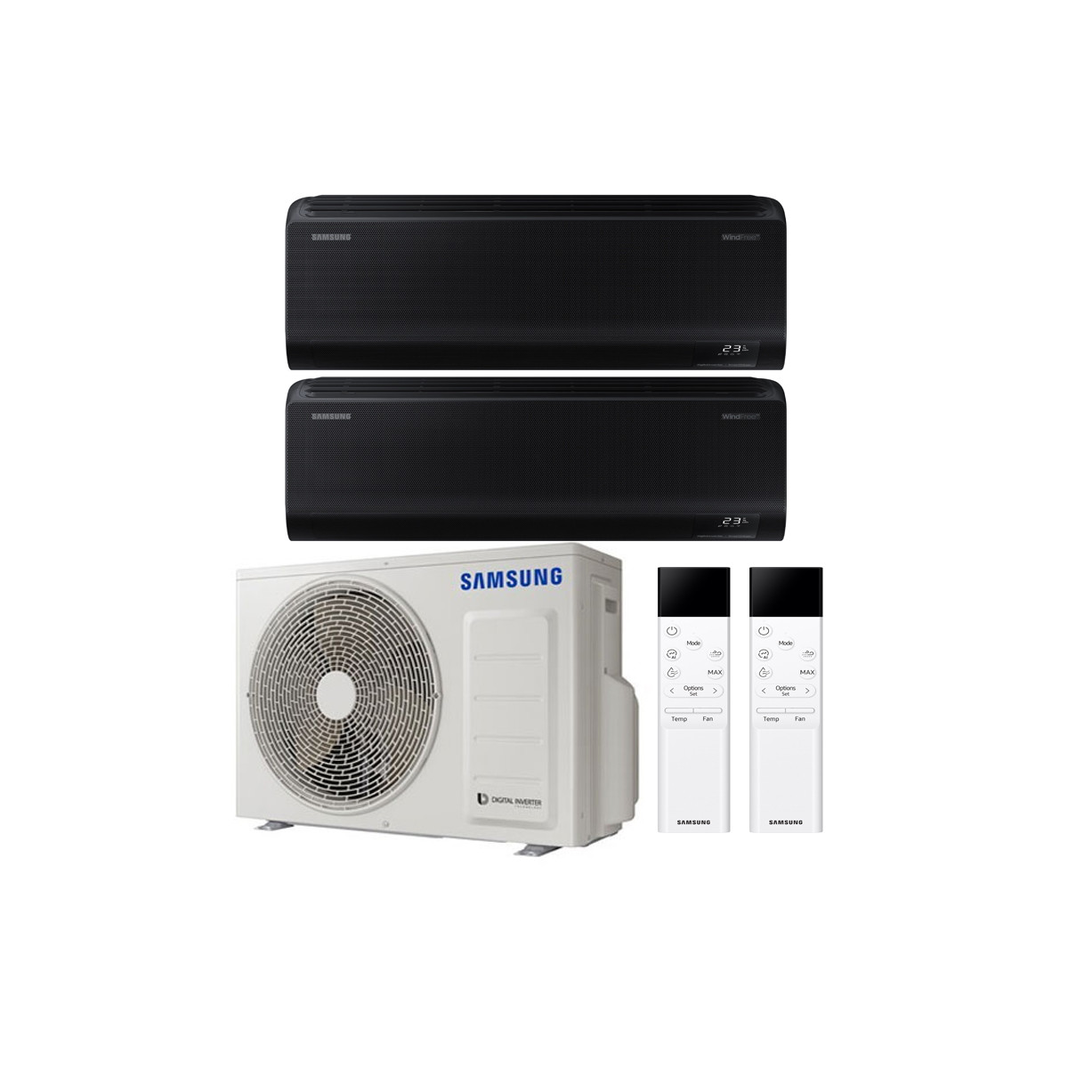 CONDIZIONATORE SAMSUNG WINDFREE BLACK DUAL SPLIT 7000+7000 BTU INVERTER R32 AJ040 A+++ WIFI