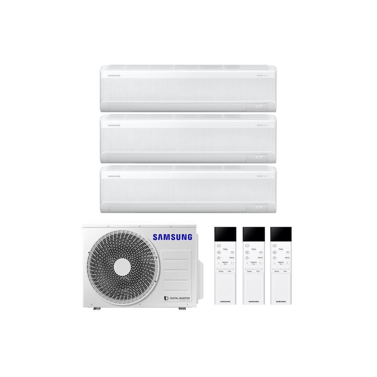 CONDIZIONATORE SAMSUNG WINDFREE AVANT S2 TRIAL SPLIT 7000+7000+7000 BTU INVERTER R32 AJ052 A++ WIFI