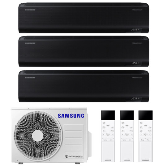 CONDIZIONATORE SAMSUNG WINDFREE BLACK TRIAL SPLIT 7000+7000+12000 BTU INVERTER R32 AJ068 A++ WIFI