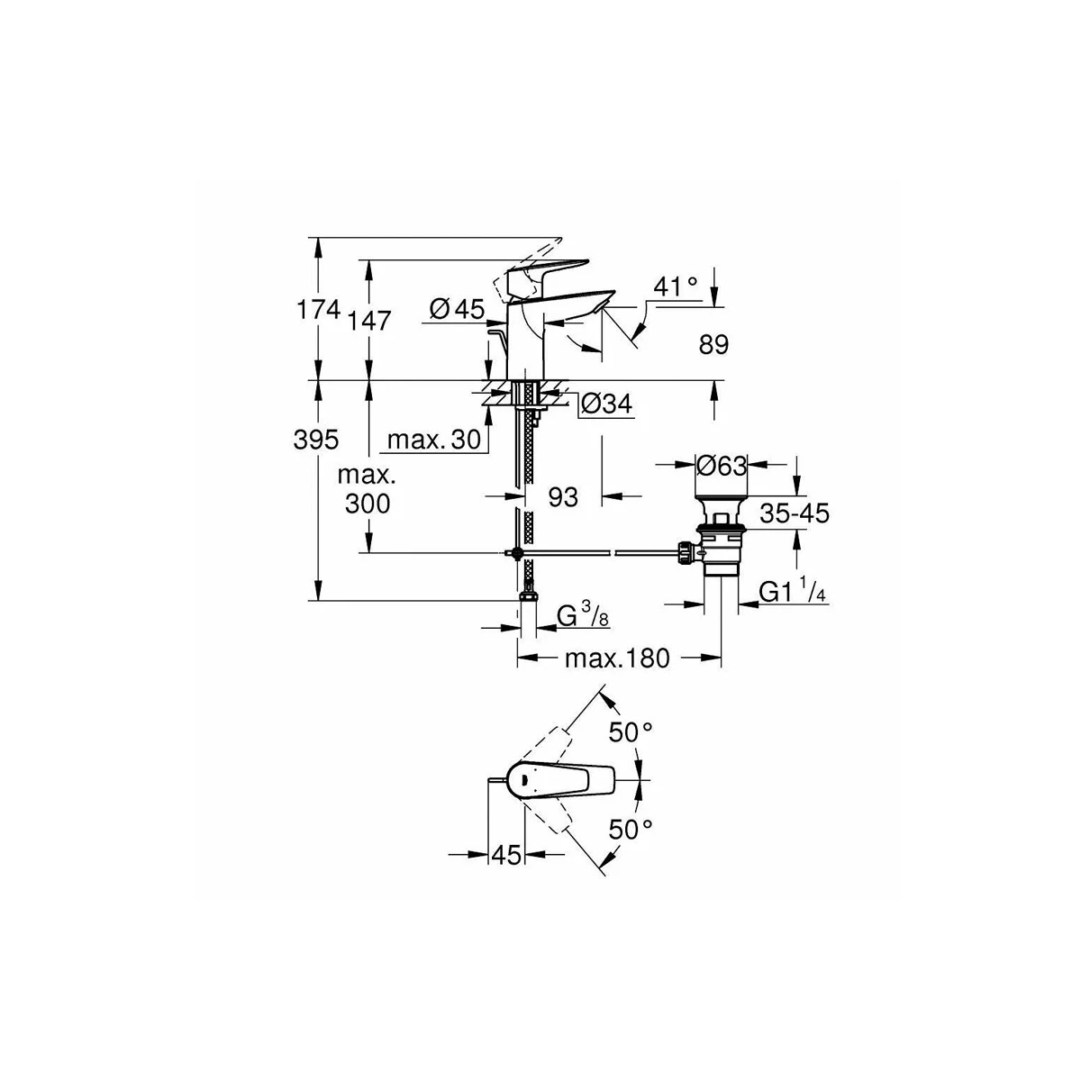 SET MISCELATORI GROHE STARTEDGE LAVABO BIDET E DOCCIA ESTERNO CROMATO