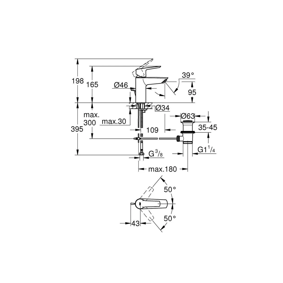 SET MISCELATORI GROHE START LAVABO BIDET E DOCCIA ESTERNO CROMATO