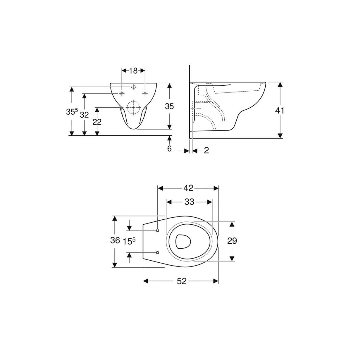 VASO GEBERIT COLIBRI 500.890.00.1 BIANCO LUCIDO SOSPESO
