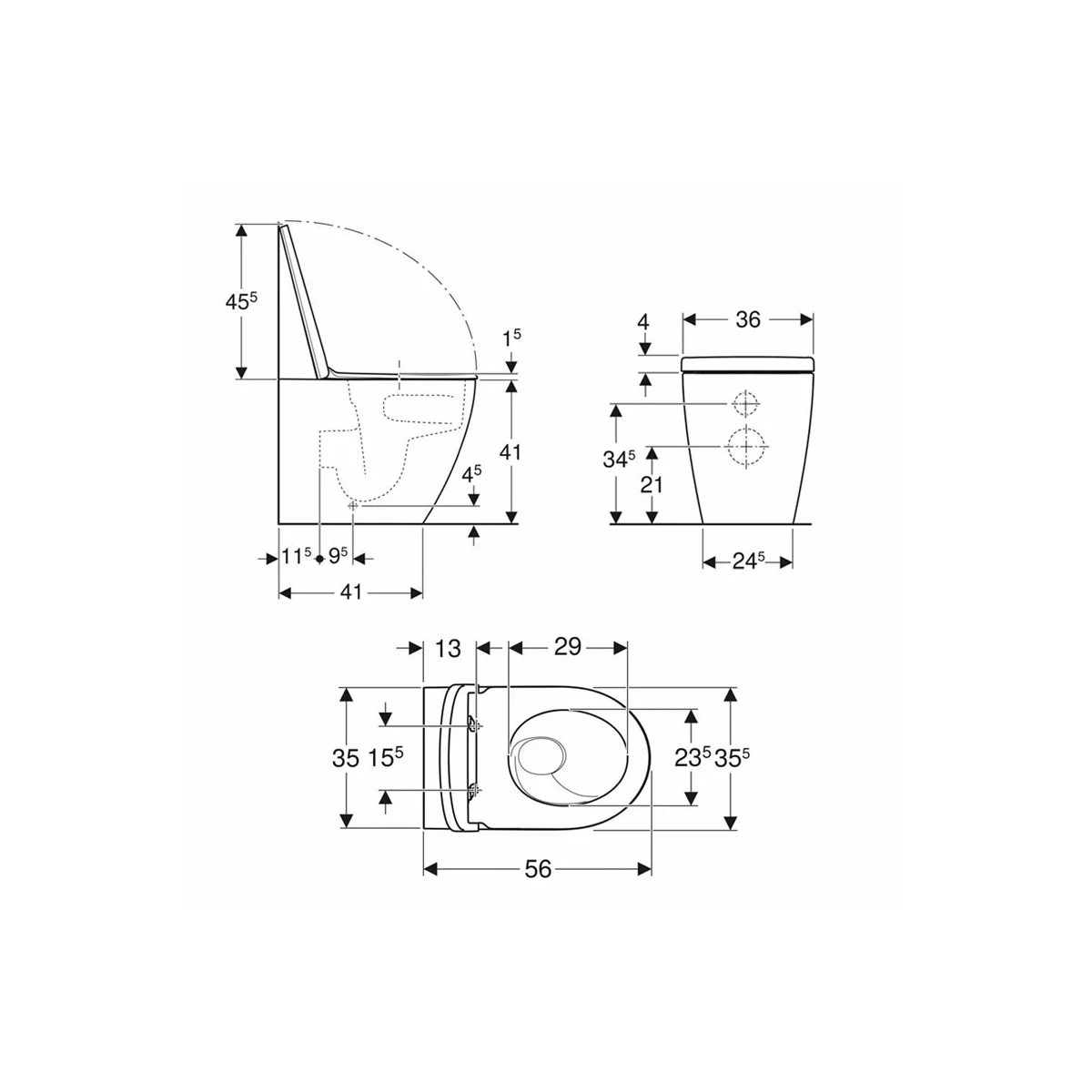 VASO GEBERIT ICON 503.080.00.1 TURBOFLUSH A TERRA CON COPRIVASO