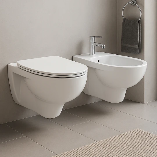 COPPIA SANITARI VASO BIDET E COPRIVASO UNIVERSALE TRADIZIONALE GEBERIT