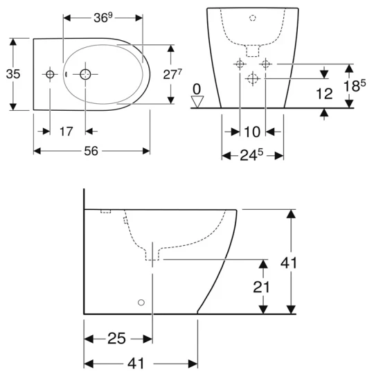 BIDET GEBERIT ICON 502.384.00.1 BIANCO LUCIDO A TERRA
