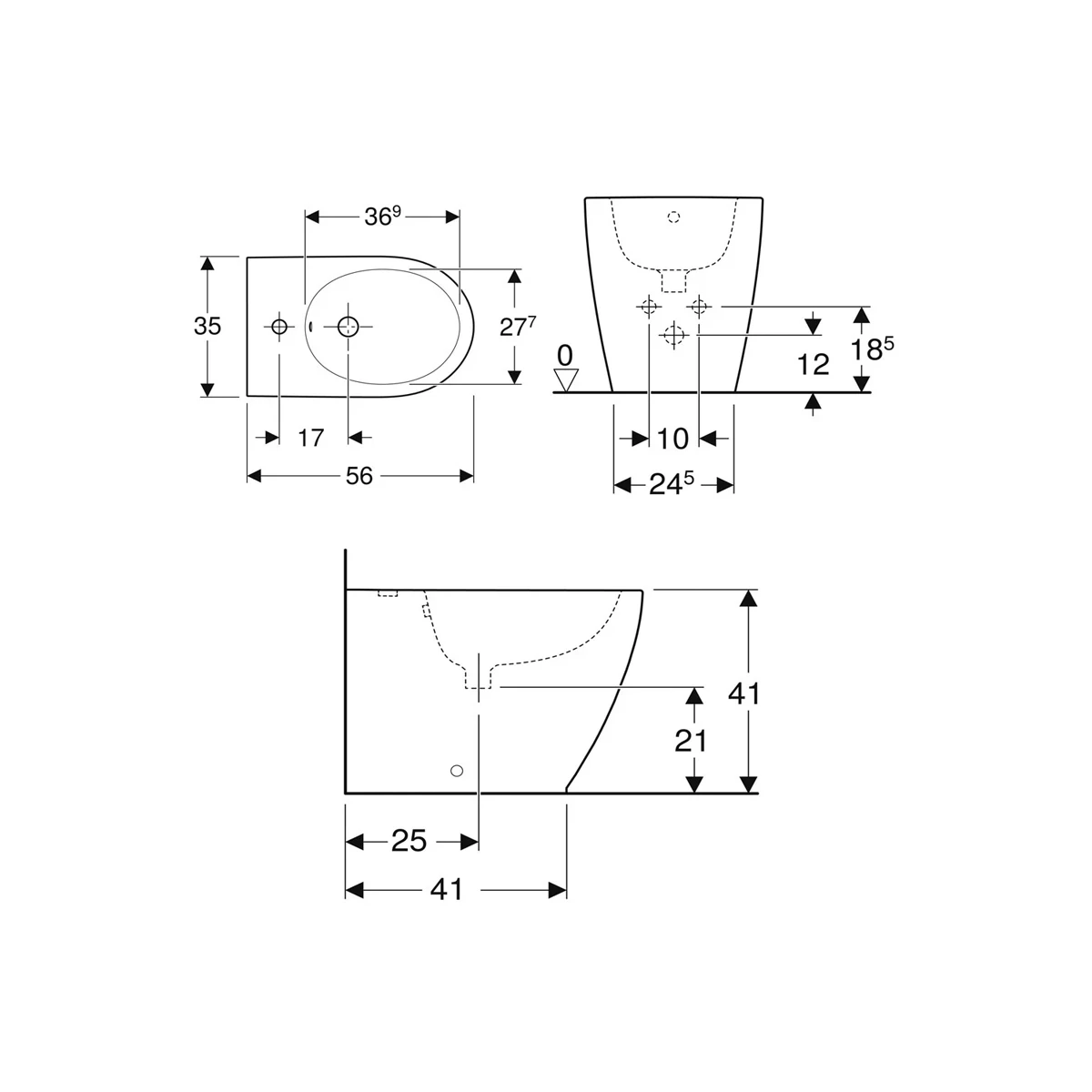BIDET GEBERIT ICON 502.384.00.1 BIANCO LUCIDO A TERRA