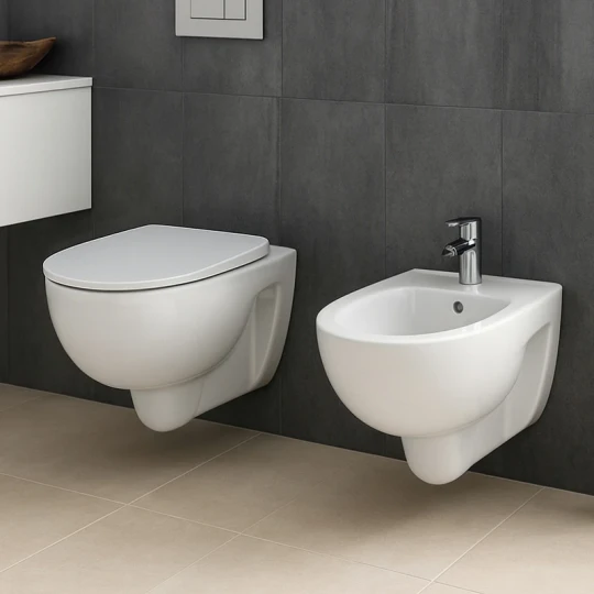 COPPIA SANITARI VASO BIDET E COPRIVASO ORIGINALE TRADIZIONALE GEBERIT