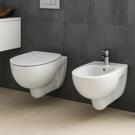 COPPIA SANITARI VASO BIDET E COPRIVASO ORIGINALE TRADIZIONALE GEBERIT