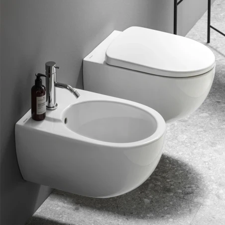 COPPIA SANITARI VASO BIDET E COPRIVASO RALLENTATO GEBERIT SELNOVA