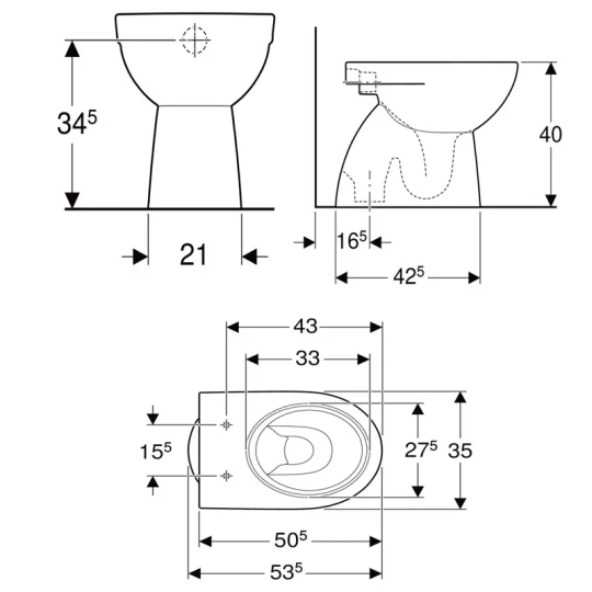 VASO GEBERIT SELNOVA 500.956.00.7 BIANCO LUCIDO A TERRA