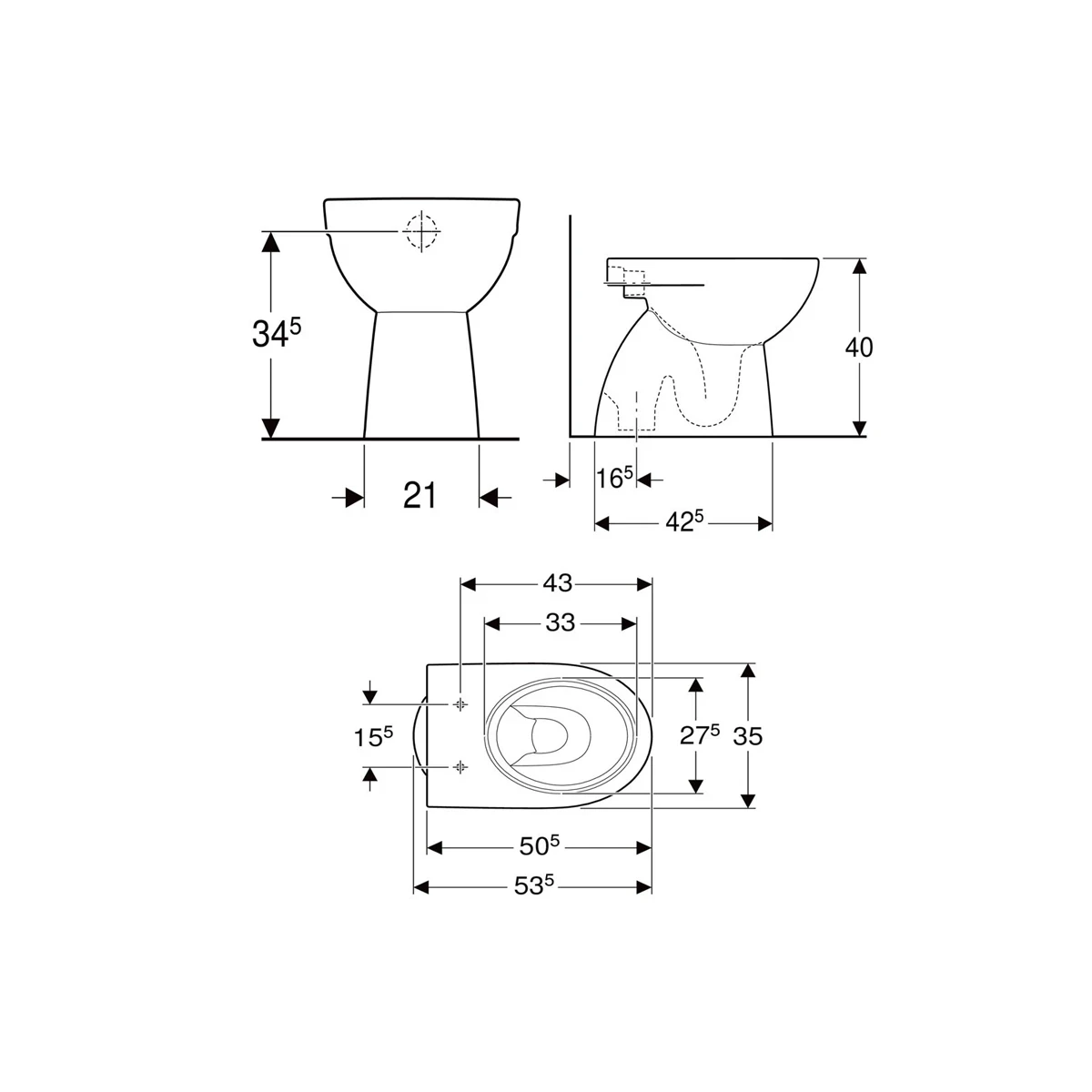 VASO GEBERIT SELNOVA 500.956.00.7 BIANCO LUCIDO A TERRA
