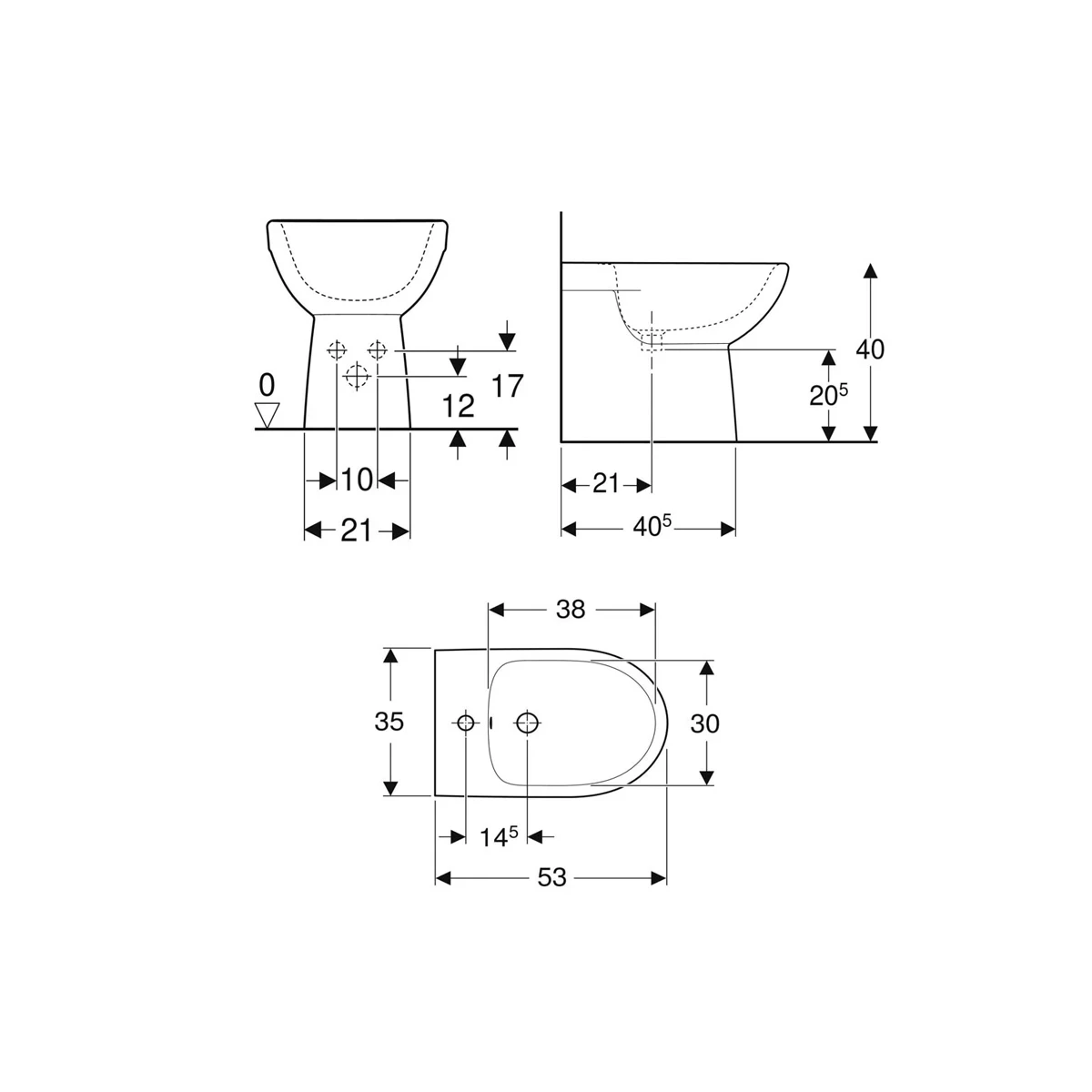 BIDET GEBERIT SELNOVA PRO 500.289.01.7 BIANCO LUCIDO A TERRA FILOMURO