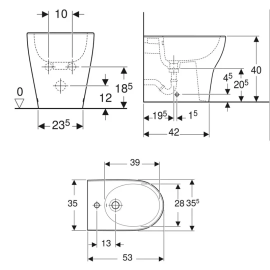BIDET GEBERIT SELNOVA PREMIUM 501.995.00.1 BIANCO LUCIDO A TERRA