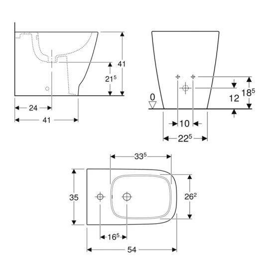 BIDET GEBERIT SMYLE SQUARE 500.841.00.1 BIANCO LUCIDO A TERRA