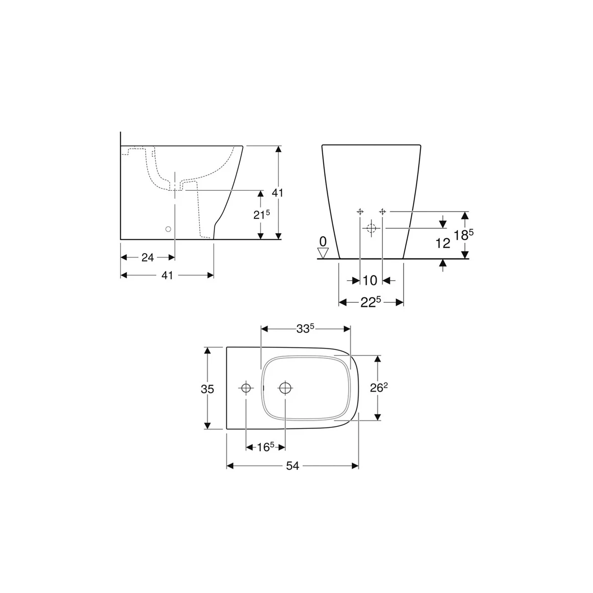 BIDET GEBERIT SMYLE SQUARE 500.841.00.1 BIANCO LUCIDO A TERRA