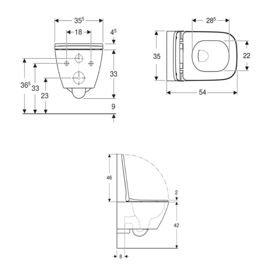 COPPIA SANITARI VASO BIDET E COPRIVASO RALLENTATO GEBERIT SMYLE SQUARE