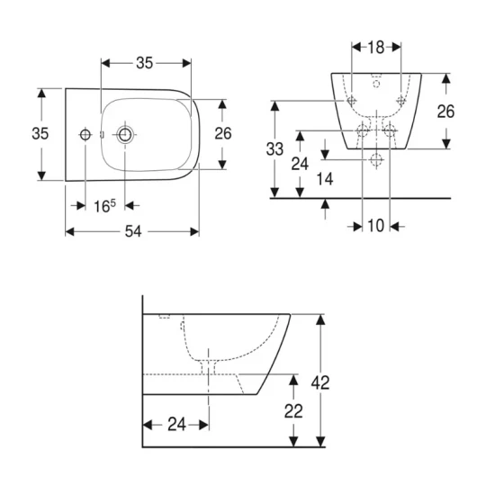 COPPIA SANITARI VASO BIDET E COPRIVASO RALLENTATO GEBERIT SMYLE SQUARE