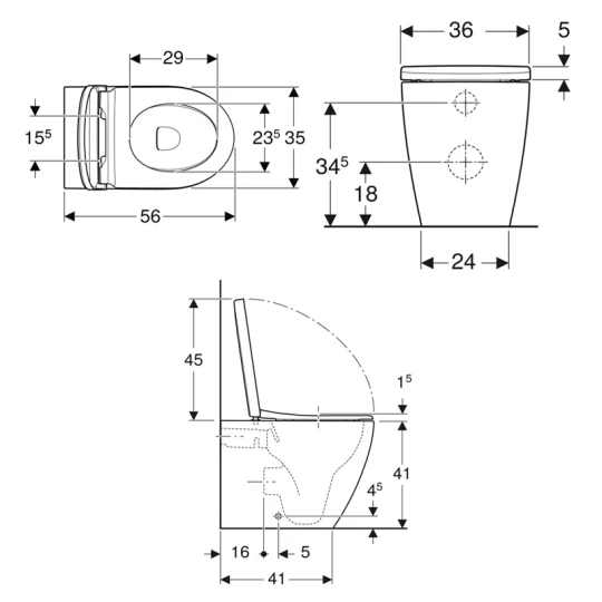 VASO GEBERIT ICON 502.383.00.1 RIMFREE A TERRA CON COPRIVASO SOFTCLOSE