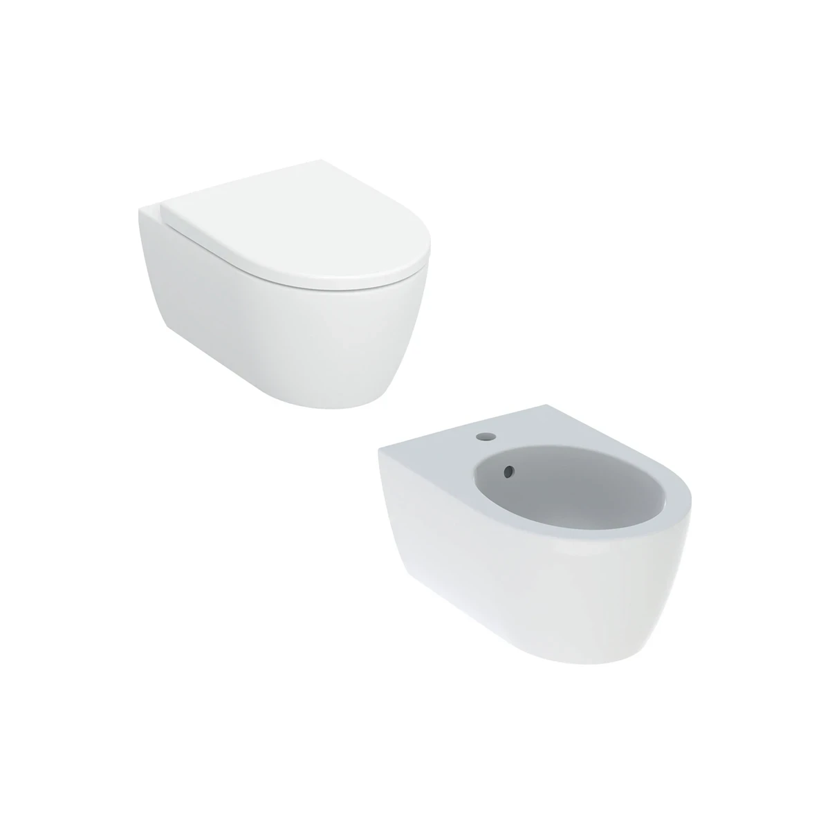 COPPIA SANITARI VASO BIDET E COPRIVASO RALLENTATO GEBERIT ICON SOSPESI