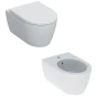 COPPIA SANITARI VASO BIDET E COPRIVASO RALLENTATO GEBERIT ICON SOSPESI