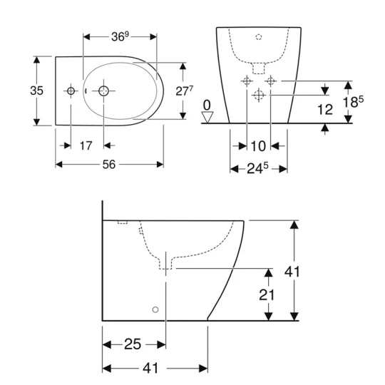 BIDET GEBERIT ICON 502.384.JT.1 BIANCO OPACO A TERRA