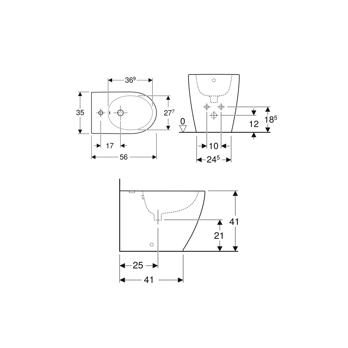 BIDET GEBERIT ICON 502.384.JT.1 BIANCO OPACO A TERRA