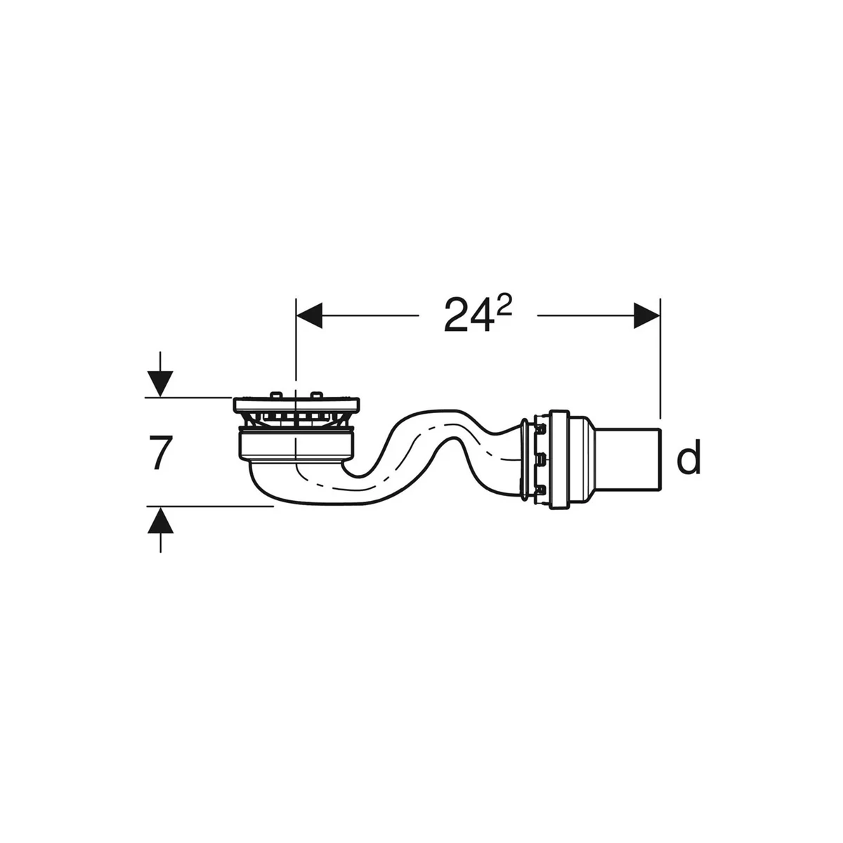 SIFONE DOCCIA GEBERIT SESTRA 550.019.00.1 NERO H 7 CM