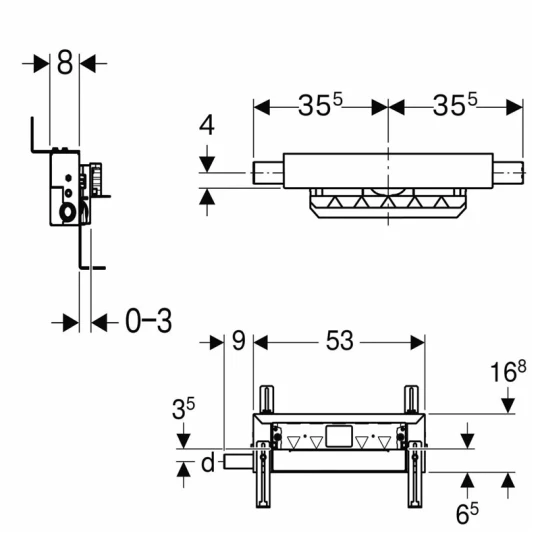 MODULO DA INCASSO COMBIFIX GEBERIT CON SCARICO A PARETE PER DOCCE