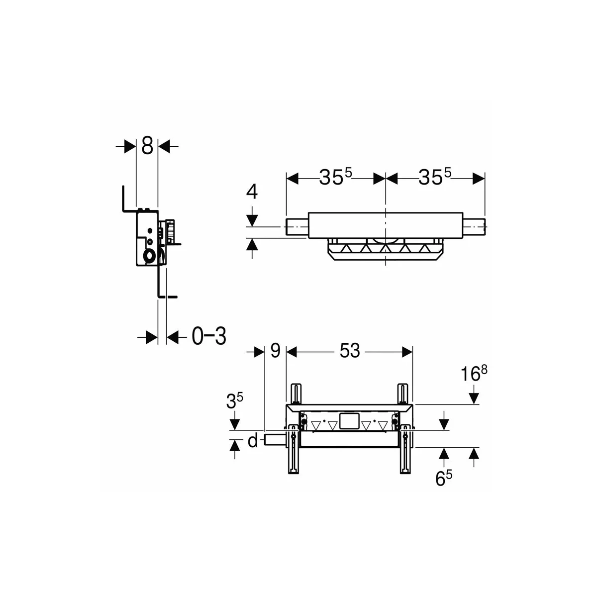 MODULO DA INCASSO COMBIFIX GEBERIT CON SCARICO A PARETE PER DOCCE