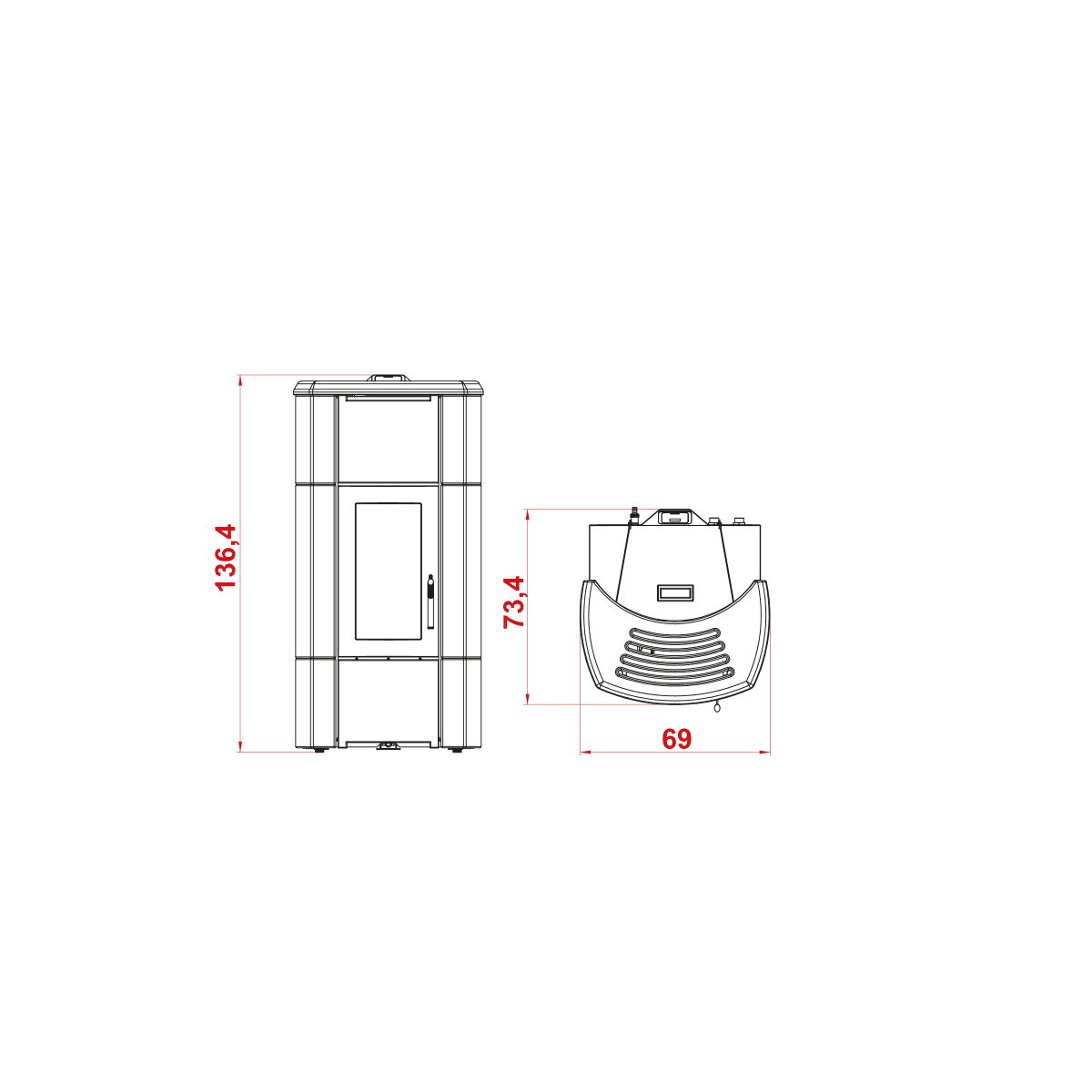 STUFA A PELLET PALAZZETTI ECOFIRE ERMIONE IDRO 20 KW