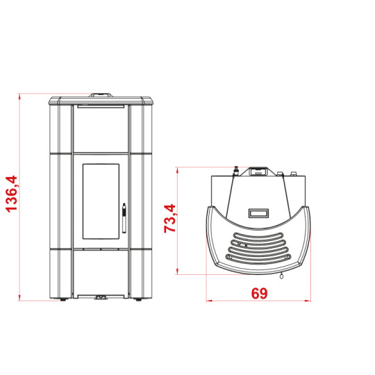 STUFA A PELLET PALAZZETTI ECOFIRE ERMIONE IDRO 20 KW CON ACQUA CALDA SANITARIA