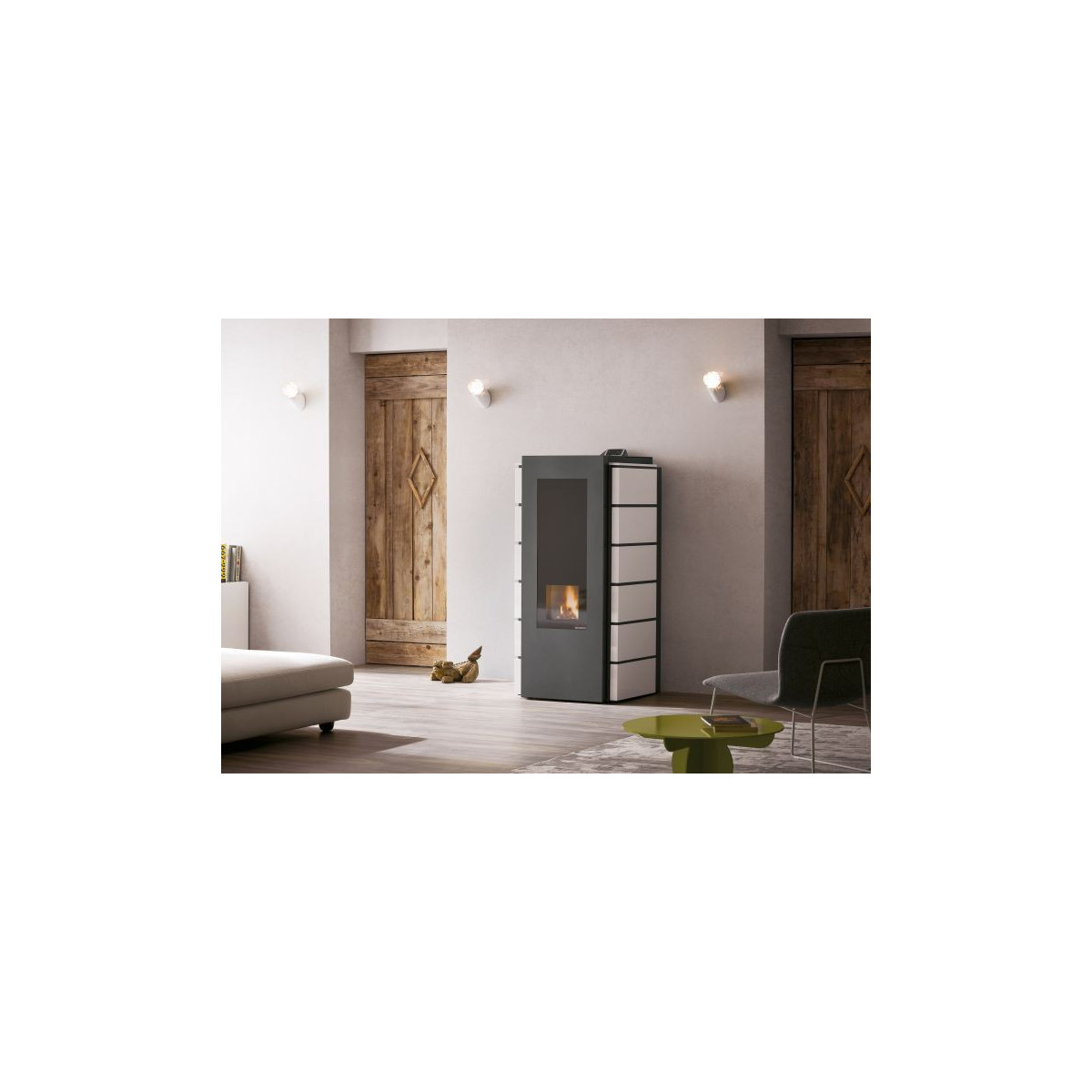 STUFA A PELLET PALAZZETTI ECOFIRE SABINA IDRO 24 KW CON ACQUA CALDA SANITARIA