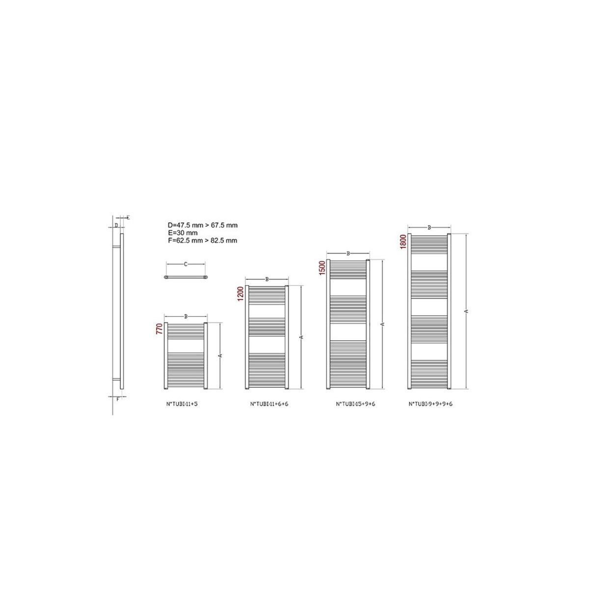 TERMOARREDO BAGNO ERCOS OPERA 1500x500 MM IN ACCIAIO VERNICIATO BIANCO