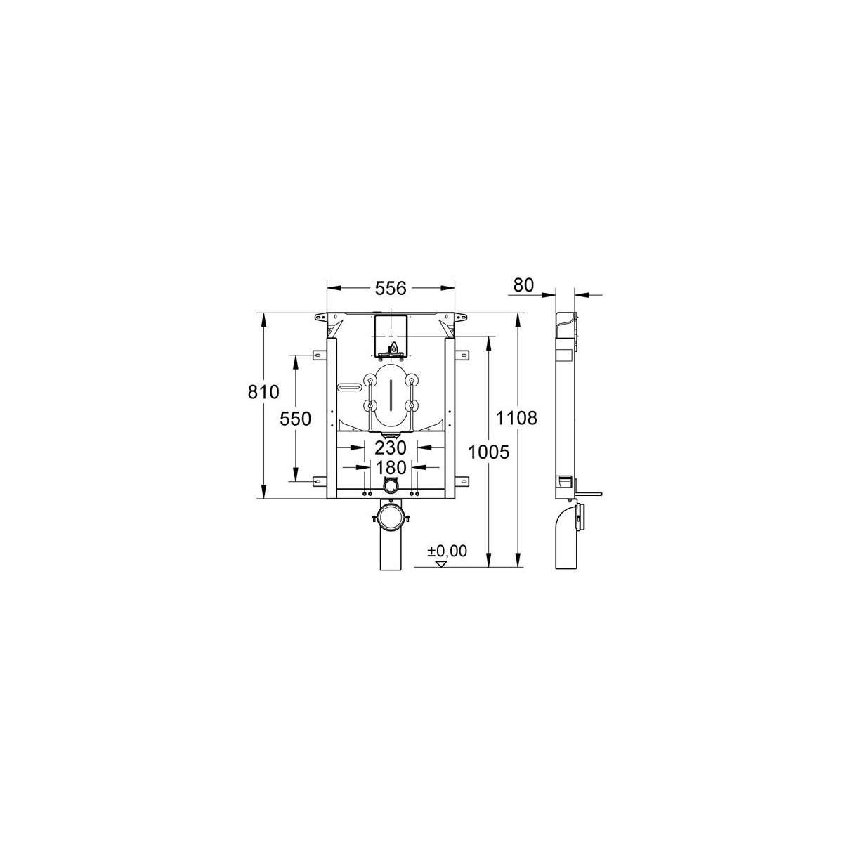 CASSETTA DA INCASSO GROHE UNISET 8 CM PER SANITARI SOSPESI | Climap...