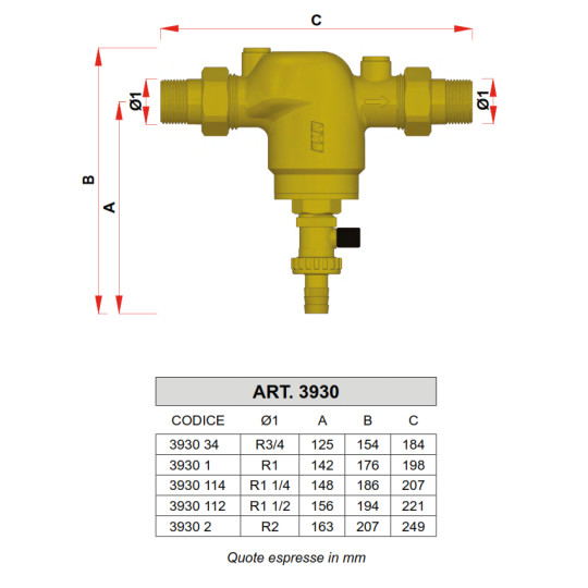 FILTRO PER IMPIANTI SANITARI FAR 3930 MM IN OTTONE | Climaprice