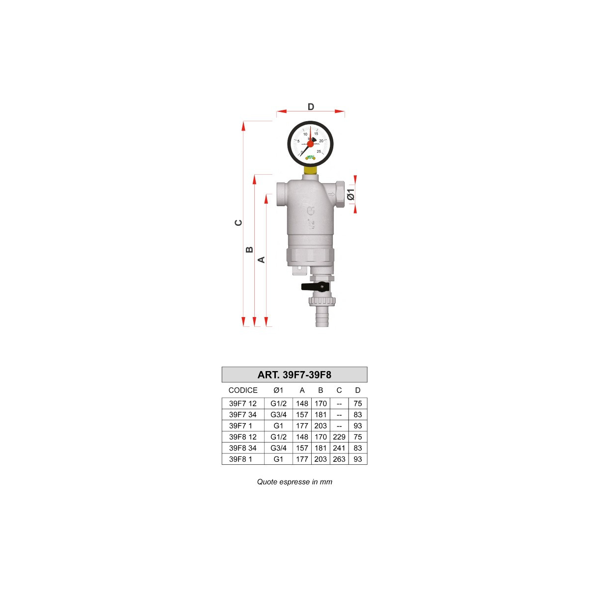 FILTRO PER IMPIANTI SANITARI FAR 39F7 FF IN OTTONE CROMATO | Climap...