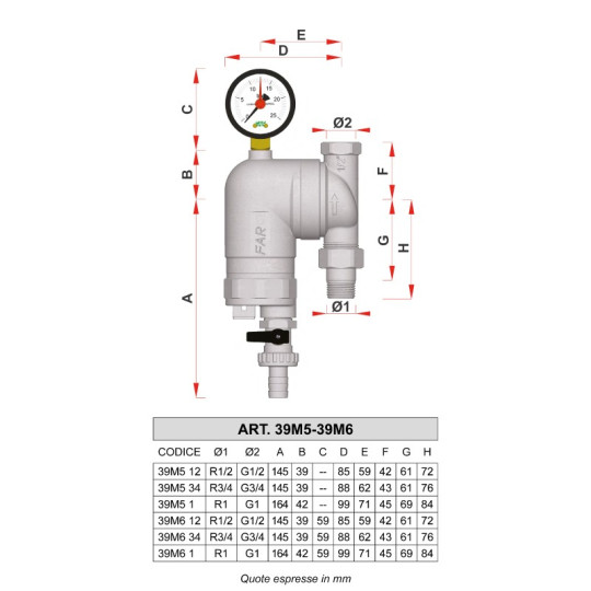 FILTRO PER IMPIANTI SANITARI FAR 39M5 MF IN OTTONE CROMATO | Climap...