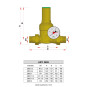 RIDUTTORE DI PRESSIONE PER ACQUA FAR 2805 MM PN25 IN OTTONE CON MAN...