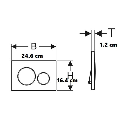 PLACCA DI COMANDO GEBERIT SIGMA 20 NERA OPACA E CROMO DOPPIO TASTO 115.882.14.1