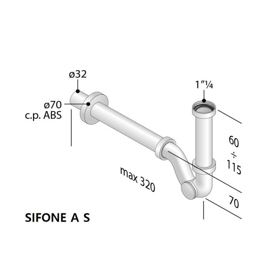 SIFONE OMP A S DA 1"1/4 IN ABS CROMATO PER LAVABO E BIDET | Climaprice