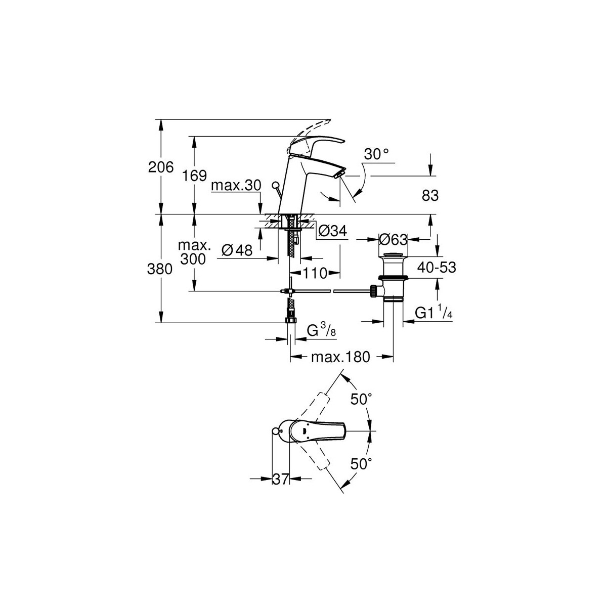 SET MISCELATORI GROHE EUROSMART LAVABO M E BIDET CROMATO