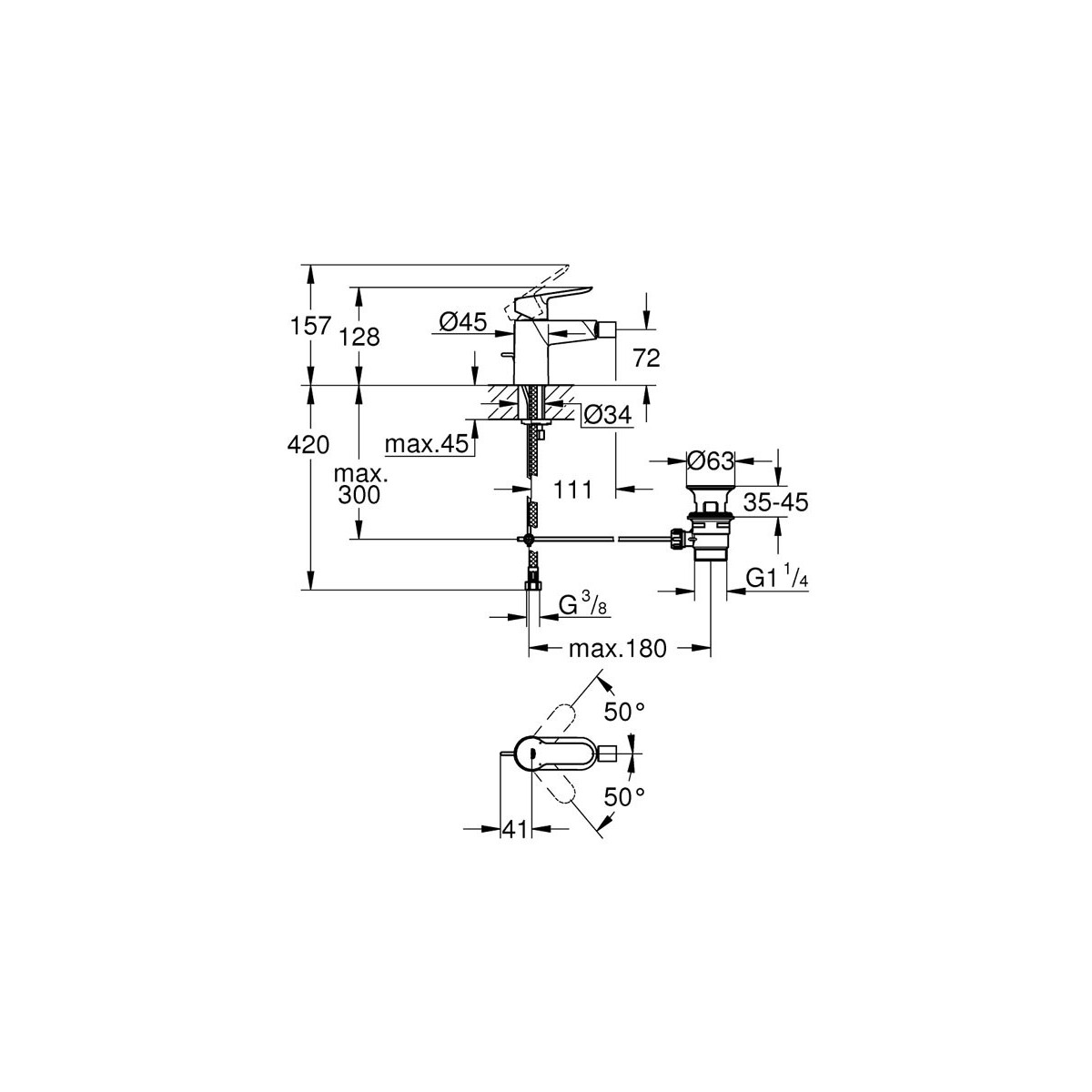 MISCELATORE BIDET GROHE BAUEDGE 23331000 CROMATO