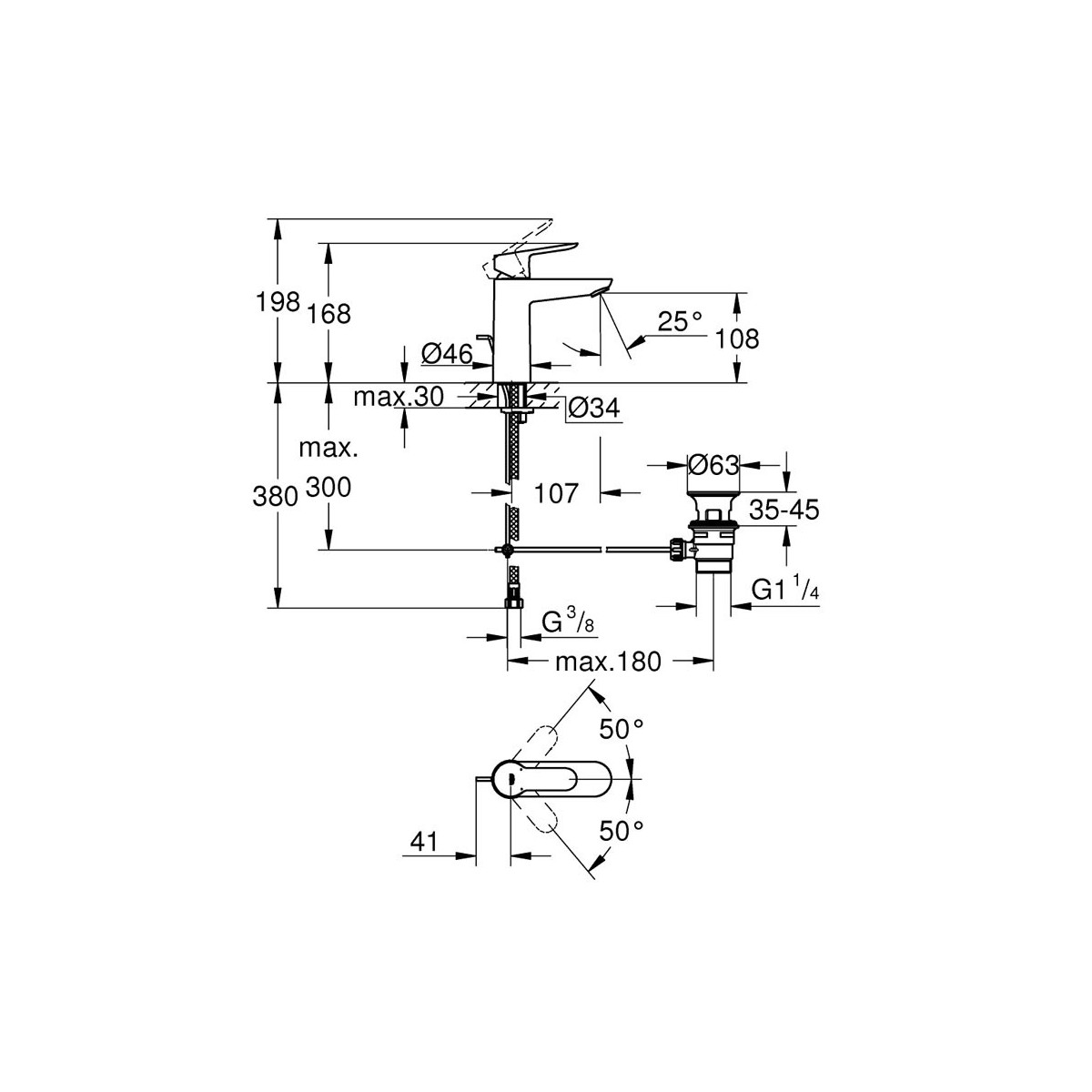 SET MISCELATORI GROHE BAUEDGE LAVABO BIDET E DOCCIA INCASSO CROMO