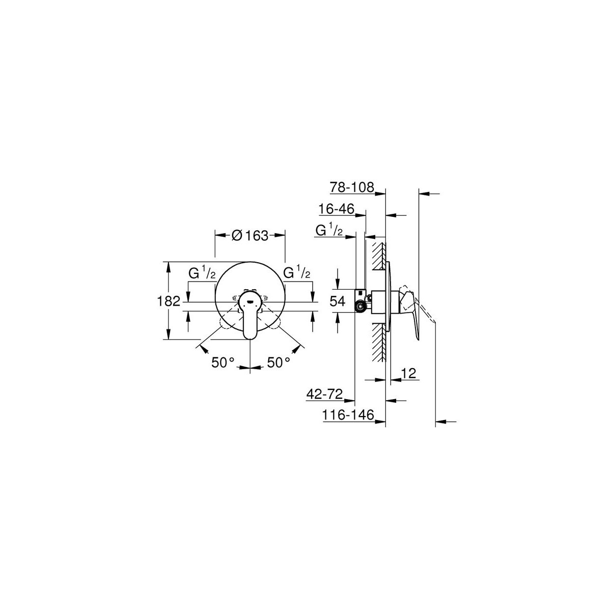 SET MISCELATORI GROHE BAUEDGE LAVABO BIDET E DOCCIA INCASSO CROMO