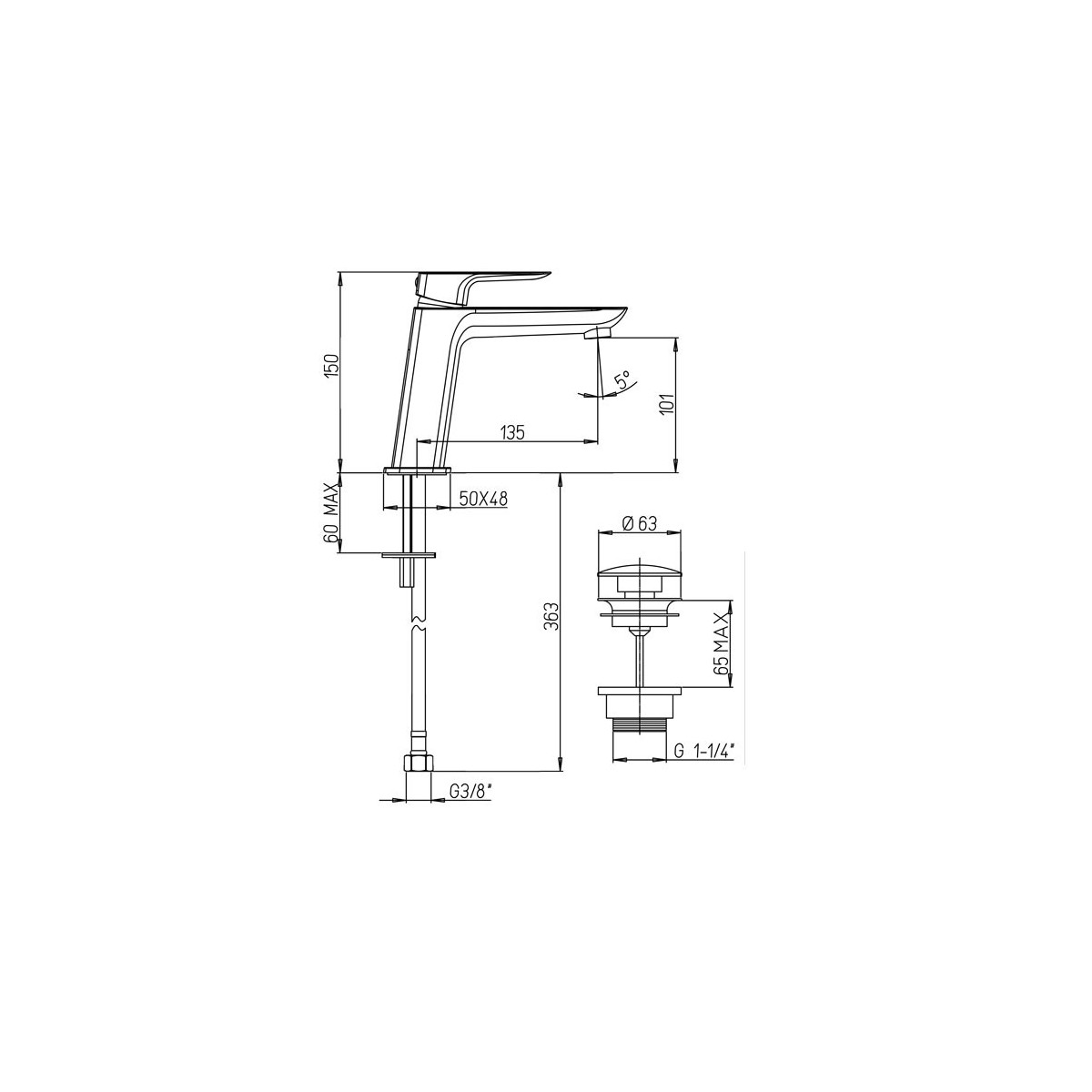 MISCELATORE LAVABO PAINI NOVE 09CR211MESR CROMATO