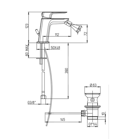 MISCELATORE BIDET PAINI NOVE 09CR306 CROMATO