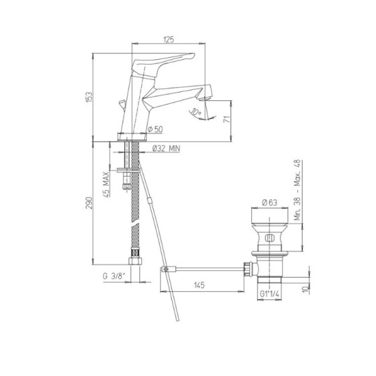 MISCELATORE LAVABO PAINI BIOS 05CR211 CROMATO