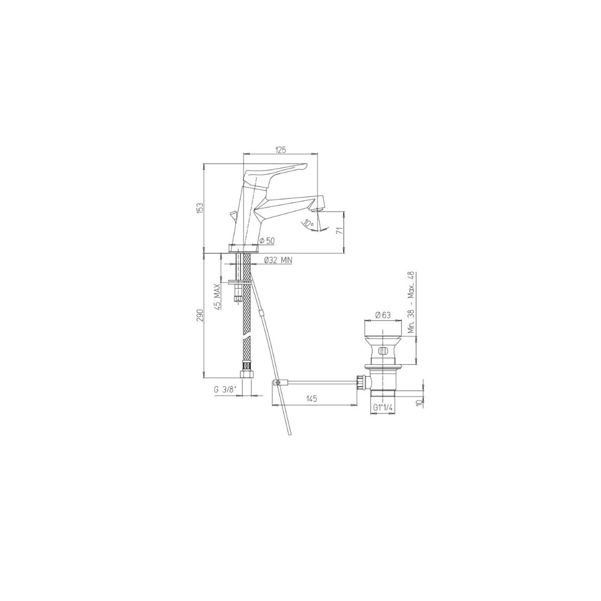 MISCELATORE LAVABO PAINI BIOS 05CR211 CROMATO