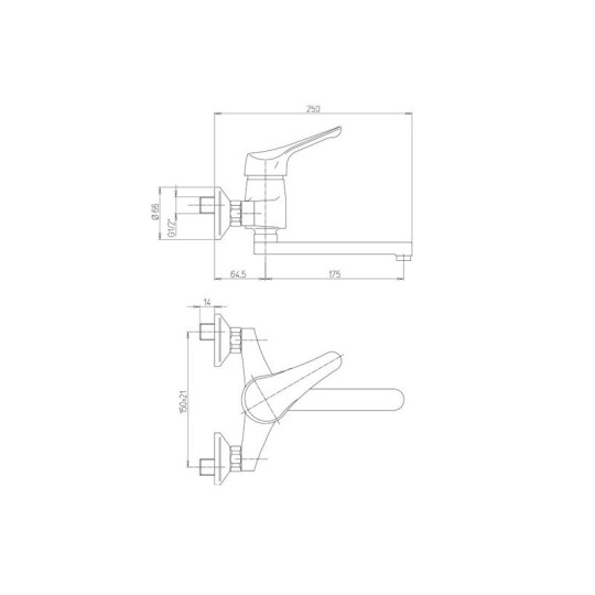 MISCELATORE LAVELLO A MURO PAINI PILOT 04CR501 CROMATO