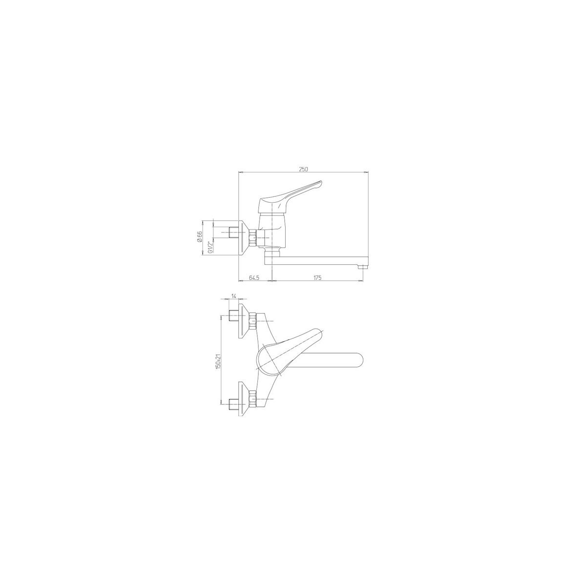 MISCELATORE LAVELLO A MURO PAINI PILOT 04CR501 CROMATO